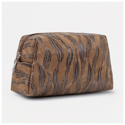 фото Косметичка на молнии, с подкладом, цвет коричневый золотой дождь