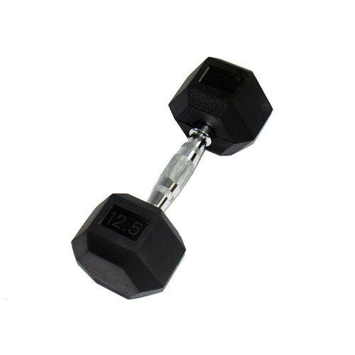 Гантель гексагональная Perform Better Rubber Encased Hex Dumbbells 12,5 черный