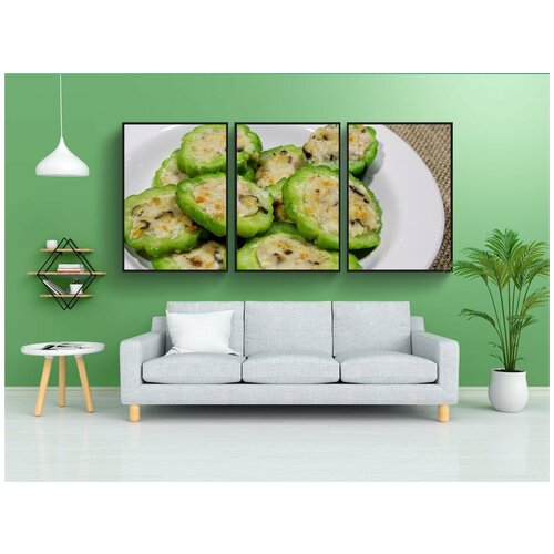 фото Набор модулных постеров для интерьера "горькая тыква, 酿 豆腐, рыбная паста" 60x90 см. в тубусе, без рамки lotsprints