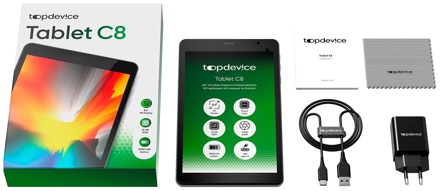 Планшет Topdevice Tablet C8 32 ГБ черный (TDT4528_4G_E_CIS)