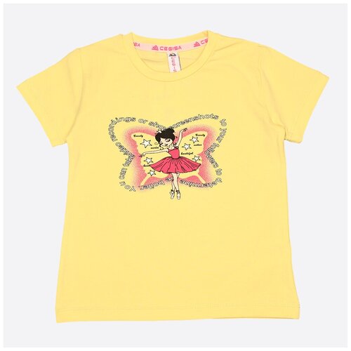 фото Футболка хлопковая с принтом фея - желтый - 4 года cegisa