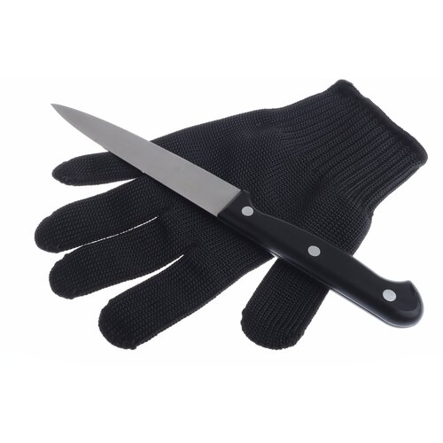 фото Антипорезная защитная перчатка (черная, 1 шт здоровеево