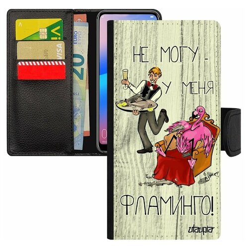 фото Чехол книжка для мобильного xiaomi redmi 6a, "не могу - у меня фламинго!" комикс юмор utaupia