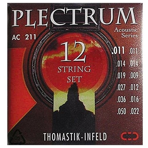 Струны для 12-струнной акустической гитары Thomastik AC211 Plectrum струны для акустической гитары thomastik plectrum ac113t