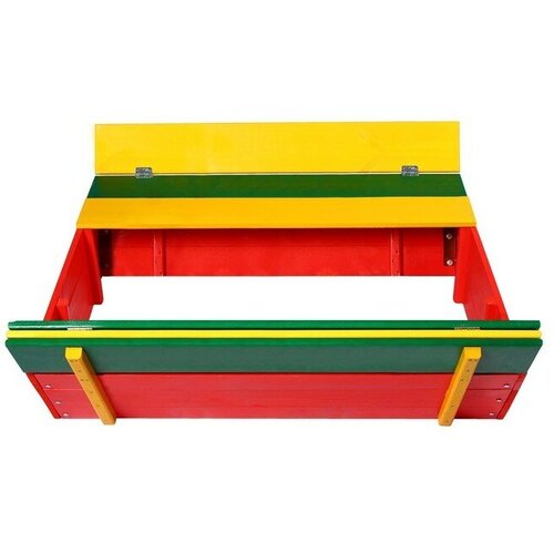 Песочница деревянная с крышкой 130 130 35 см сосна крашеная 24828₽