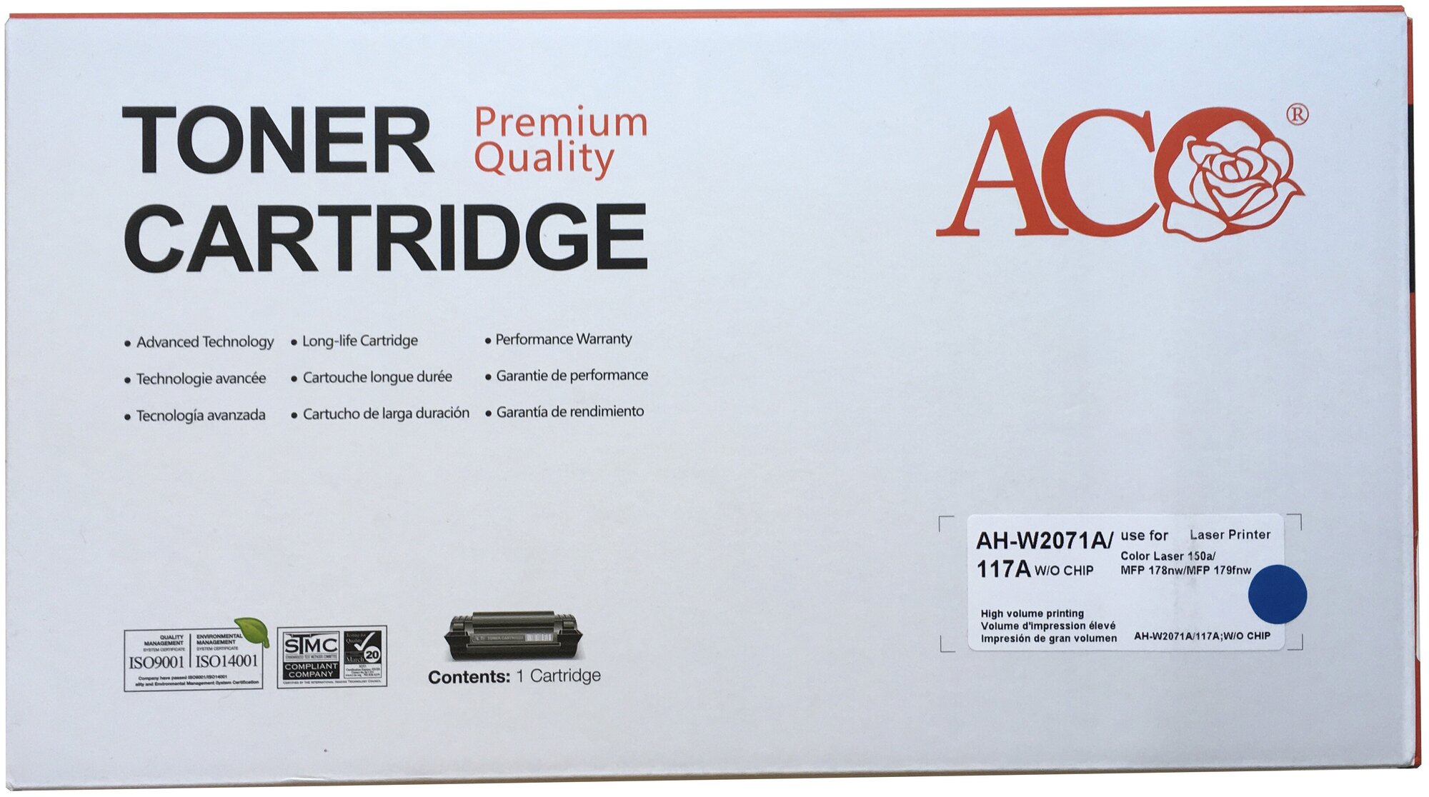 Картридж Aco AH-W2071A, голубой (без чипа)