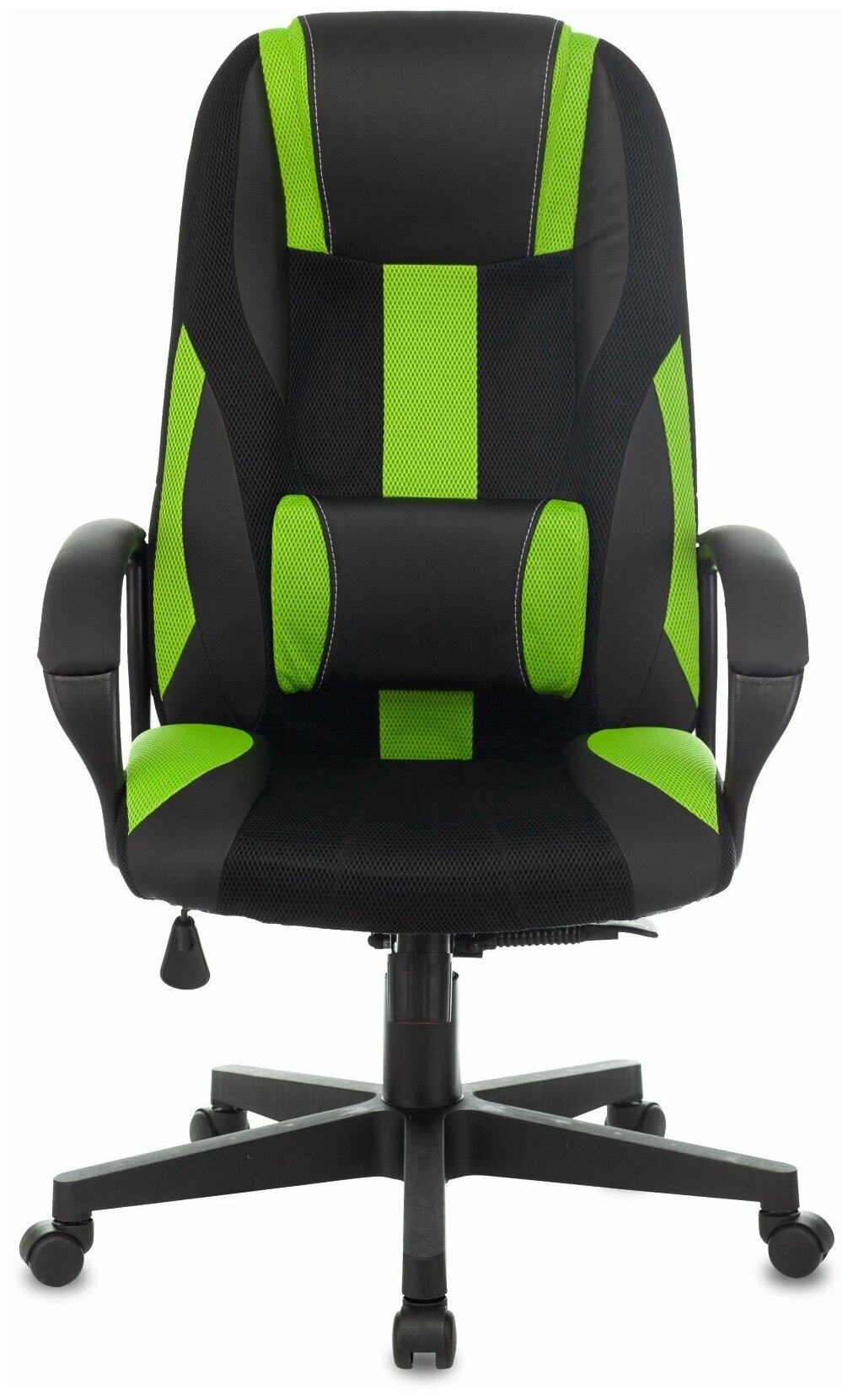 Кресло игровое TopChairs ST-CYBER 9 GREEN (Спинка и сиденье комбо ткань/экокожа, цвет черный/зеленый