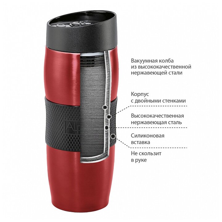 Термокружка Alpenkok 400ml Red AK-04009A