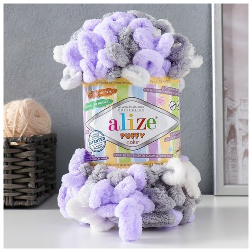 alize пряжа puffy 100 % микрополиэстер 9м 100г 41 фисташковый Пряжа Puffy color 100 % микрополиэстер 9м/100г (6372), ALIZE