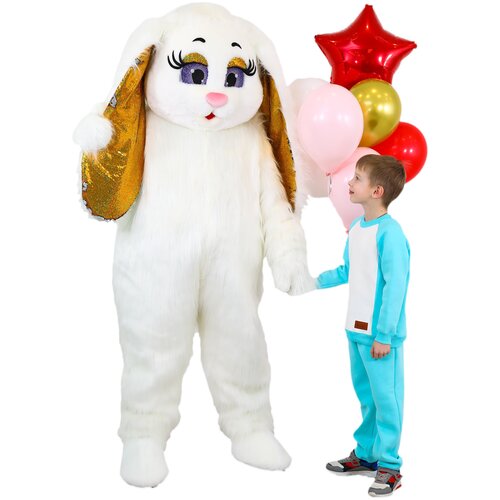 фото Ростовая кукла зайка зефирка белая, карнавальный костюм, ростовой костюм для аниматора, поздравление ребенка, маскарадный костюм для праздников mascot costumes