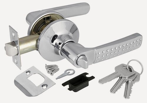 Изображение товара Ручка с защелкой межкомнатная, на круглой розетке 6026 CP-E (ключ/фиксатор) хром