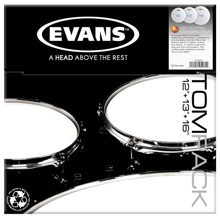 Evans ETP-G2CTD-S G2 Coated Standard Набор пластика для том барабана, 12"/13"/16"