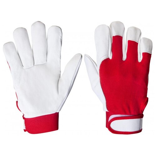 Перчатки рабочие JETA SAFETY кожаные JetaSafety JLE301-8, цв.красный/белый (M)