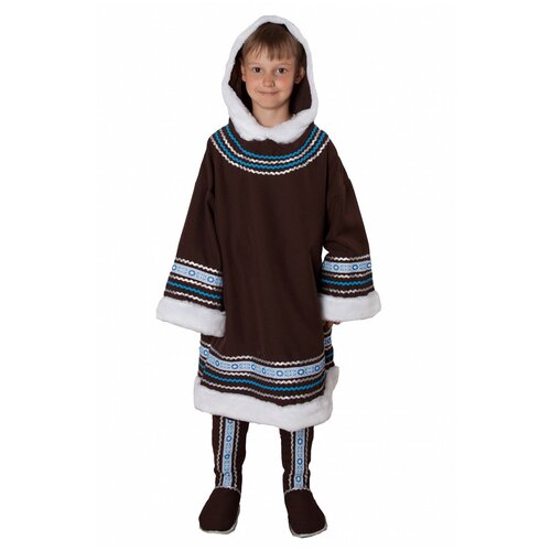 фото Костюм северный народ для мальчика коричневый вини 104 см (малица, унты)
