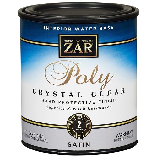 Лак ZAR Interior Water Base Poly Crystal Clear полиуретановый прозрачный, полуматовая, 0.95 л