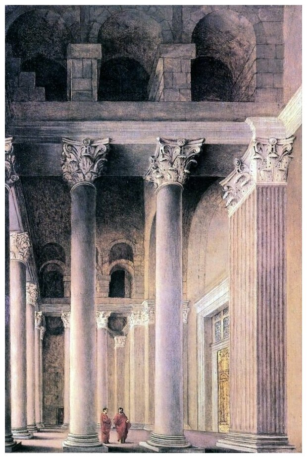 Репродукция на холсте Портик в Риме (Portico of the Pantheon, Rome) Санредам Питер Янс 50см. x 75см.
