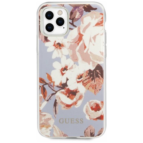 фото Чехол guess для iphone 11 pro max flower tpu/pc hard shiny n.2 lilac