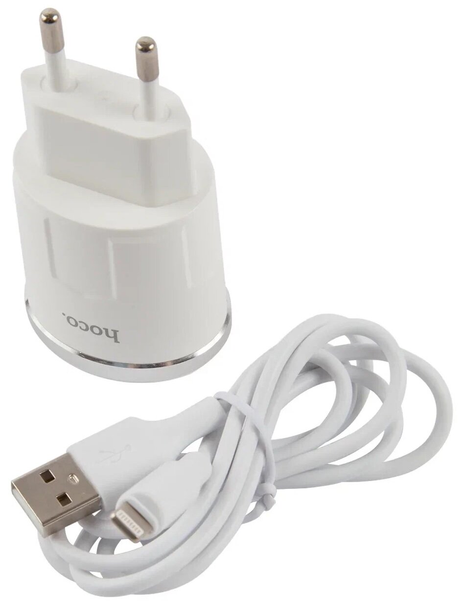 Сетевое зарядное устройство+кабель Lightning Hoco C37A, 1USB, белый (84846) - фото №2