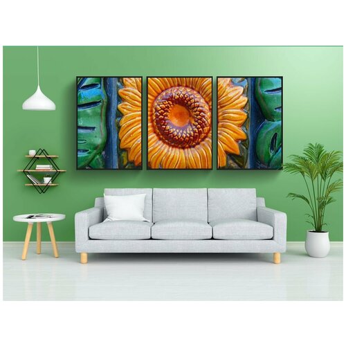 фото Набор модулных постеров для интерьера "подсолнух, кафельная плитка, плитка" 60x90 см. в тубусе, без рамки lotsprints