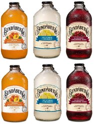 Лимонад ферментированный Bundaberg Австралия 375мл. стекло, Ассорти (Персик, Крем-сода, Традиционный), упаковка 6 шт.