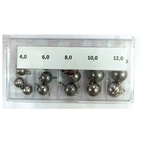 фото Набор грузил чебурашка разборная №4 макси (4,0; 6,0; 8,0; 10,0; 12,0гр.)/15шт. в пластиковой коробке. нет бренда