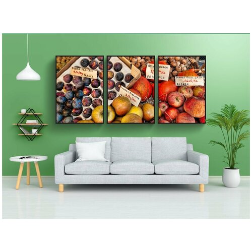 фото Набор модулных постеров для интерьера "фрукты, франция, рынок" 60x90 см. в тубусе, без рамки lotsprints