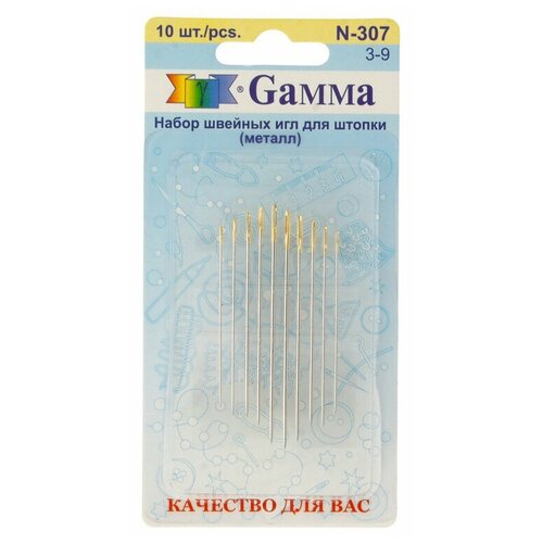 Gamma для штопки №3-9 N-307 10 шт. в блистере короткие