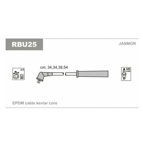Комплект проводов зажигания Janmor RBU25 для Renault Clio II, Kangoo, Megane I - JANMOR арт. RBU25
