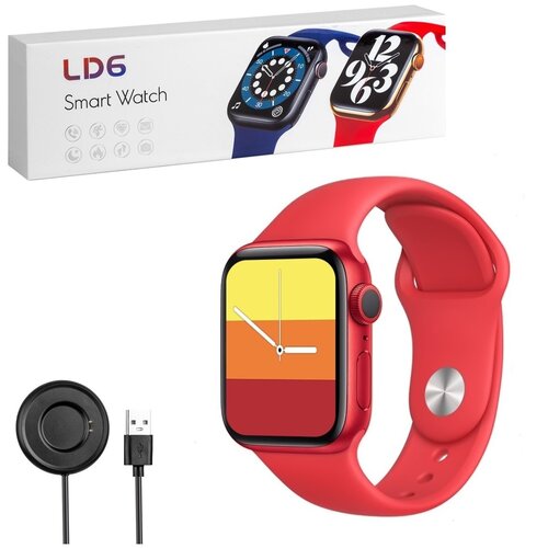 Умные смарт-часы Smart Watch LD6 с 2-мя силиконовыми ремешками (Красный)