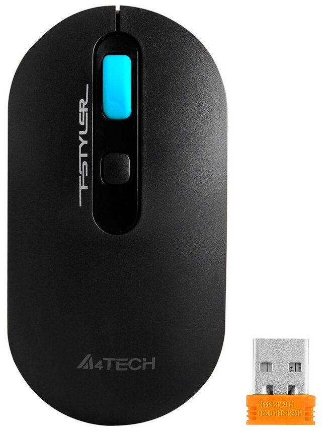 Мышь A4TECH Fstyler FG20, оптическая, беспроводная, USB, синий и черный [fg20 blue]