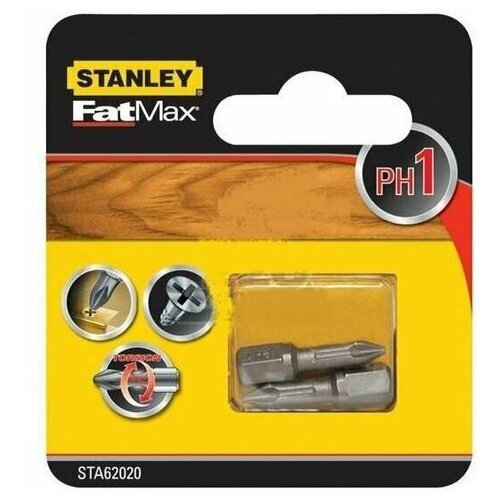 sta61063 xj биты torx t25х25мм 2 шт stanley STA62020-XJ Биты торсионные FatMax Philips Torsion PH1х25 мм. 2 шт Stanley