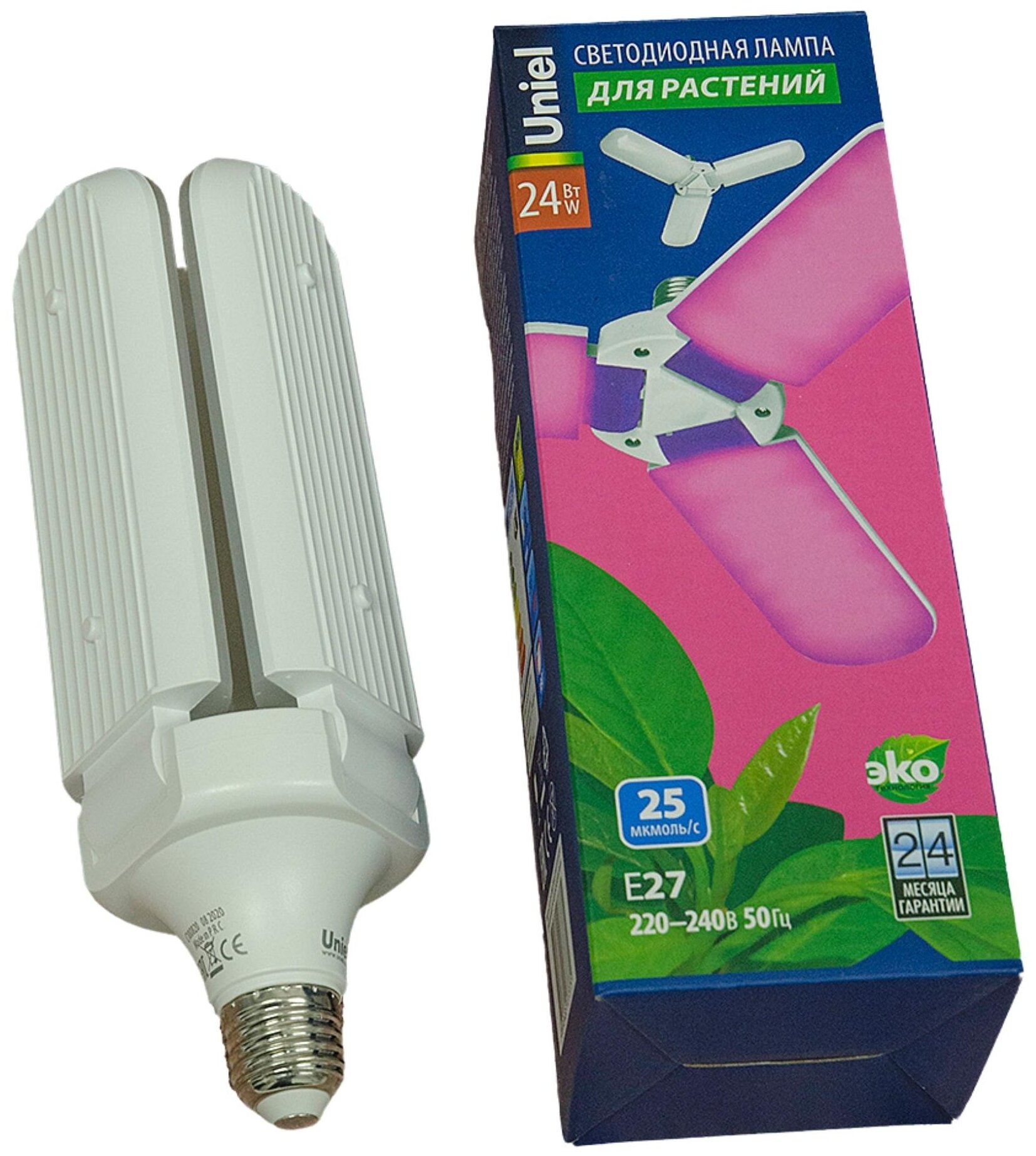 Лампа светодиодная для растений Uniel UL-00007407, E27, 24 Вт - фотография № 7