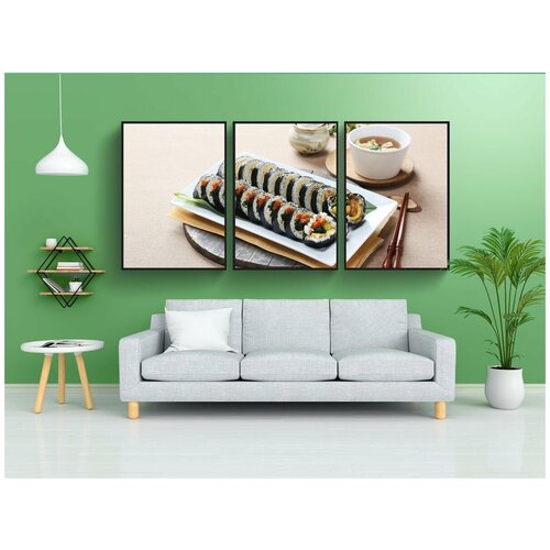 фото Набор модулных постеров для интерьера "фотография еды, корейский, кимбаб" 60x90 см. в тубусе, без рамки lotsprints