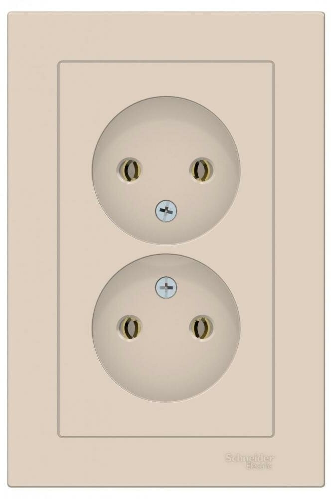 Розетка Schneider Electric AtlasDesign двойная без заземления бежевая - фотография № 5