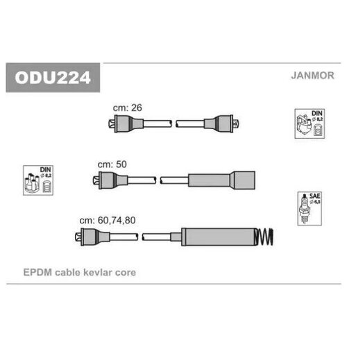 JANMOR ODU224 JM-ODU224_к-кт проводов\ Opel Kadett/Ascona 1.3/1.6 81, Peugeot 205 1.6GTi 87-89