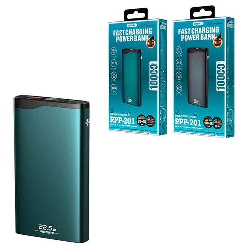 Внешний аккумулятор Power Bank Remax RPP-201 для 10000mAh 3A QC PD зеленый 161100₽