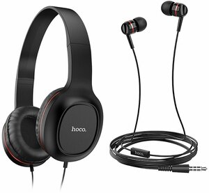 Набор наушников для телефона Hoco W24 Enlighten headphones with mic set red