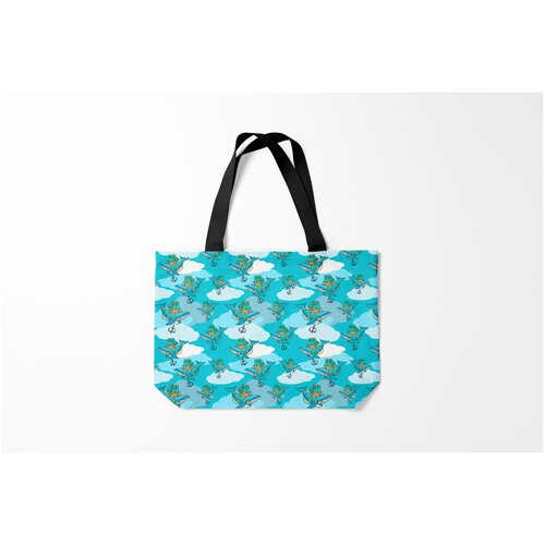 фото Сумка-шоппер / 46х35 см / популярные иллюстрации / корабли киты и корабль burnettie