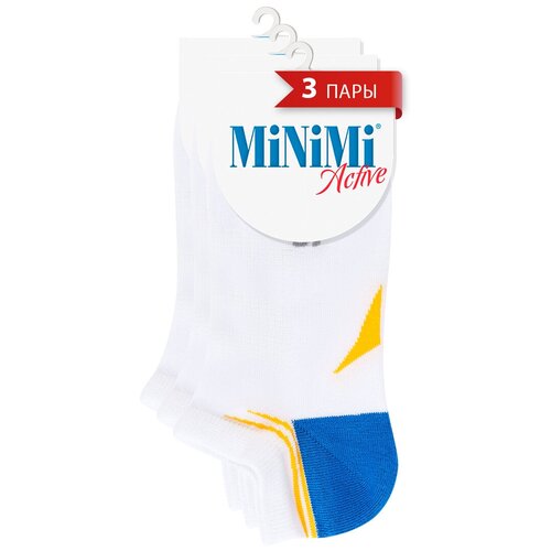 Носки женские MINIMI MINI ACTIVE 4500, короткие, хлопок, с принтом, спортивные, летние, 2Nero/Bianco 35-38. Набор - 3 шт