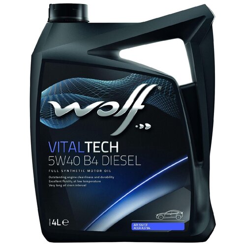 фото Масло моторное, wolf vitaltech 5w40 b4 diesel, 4 л