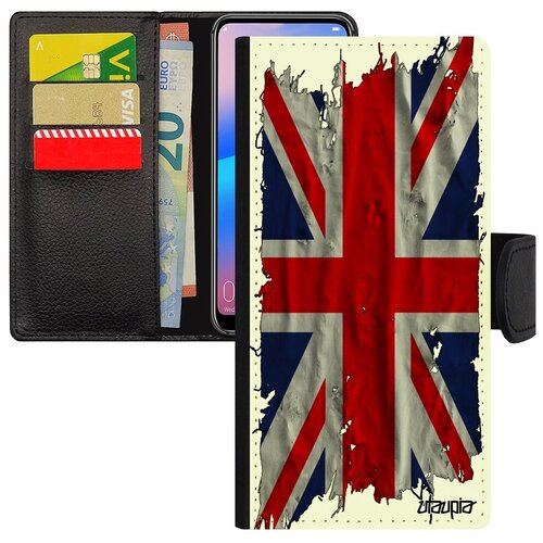 фото Красивый чехол-книжка для // huawei p20 pro // "флаг английский на ткани" стиль государственный, utaupia, белый