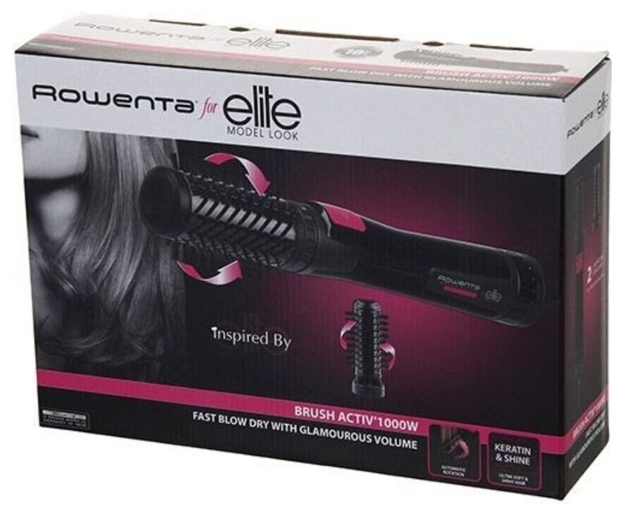 Фен-щетка Rowenta Brush Activ Keratin&Shine CF9522F0 Black/Pink - фотография № 13