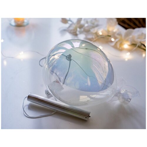 Декоративный светильник радужный воздушный шарик, стекло, тёплые белые микро LED-огни., 13х20 см, Peha Magic