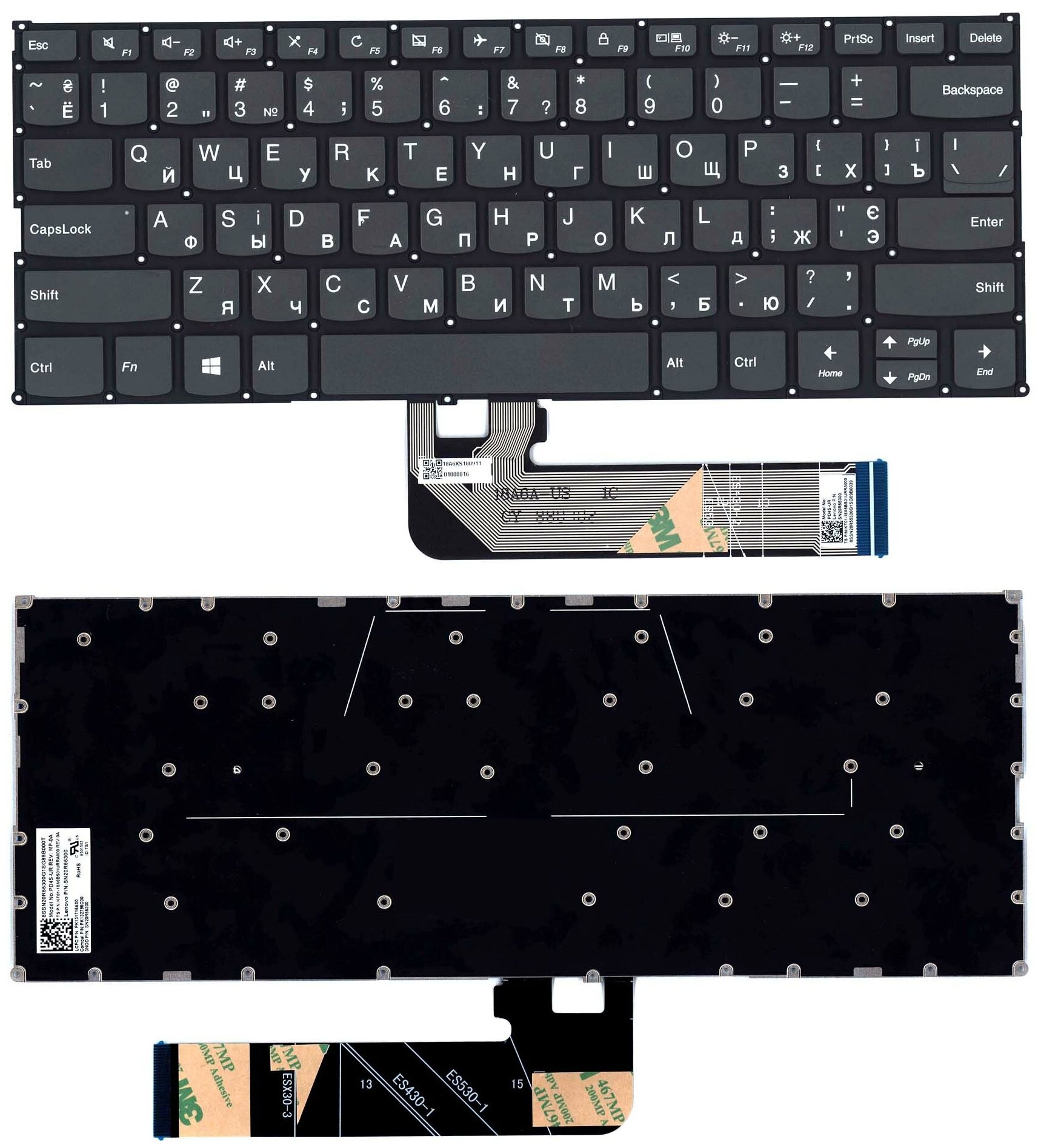 Клавиатура keyboard PD4S для ноутбука Lenovo IdeaPad 530S-14ARR 530S-14IKB 530S-15IKB C340-14 черная 905₽