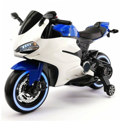 Детский электромотоцикл Ducati 12V - FT-1628-BLUE-WHITE (FT-1628-BLUE-WHITE) электромобили квадроциклы и мотоциклы futai детский электромотоцикл ducati blue 12v ft 1628 blue