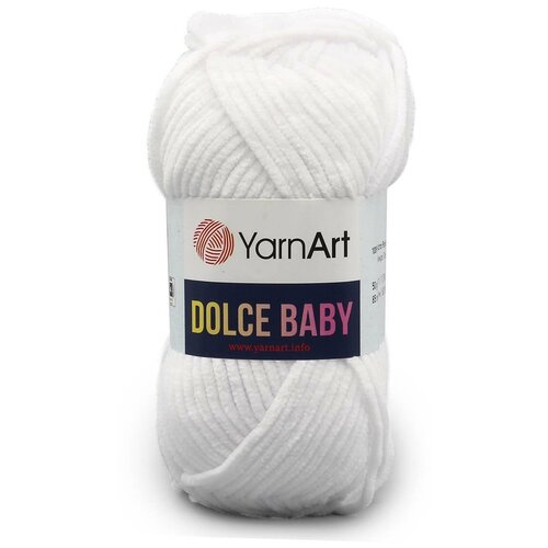 Пряжа для вязания YarnArt 'Dolce Baby' 50гр 85м (100% микрополиэстер) (741 белый), 5 мотков пряжа для вязания yarnart dolce baby 50гр 85м 100% микрополиэстер 771 светло бежевый 5 мотков