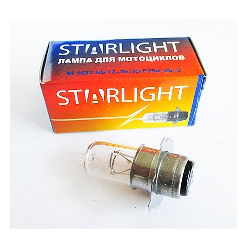 Лампа мотоциклетная H 6 12V 35/35W P15d-25-3 ТМ StarLight M-1633