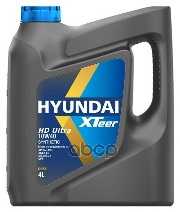 HYUNDAI XTeer Hyundai Xteer Hd Ultra 10w40 (4l)_масло Моторн! Синт Api Ck-4/Cj-4/Sn, Acea E9, Mb 228.31