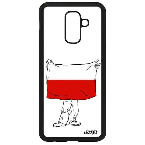 фото Ударопрочный чехол на телефон // samsung galaxy a6 plus 2018 // "флаг польши с руками" дизайн государственный, utaupia, белый