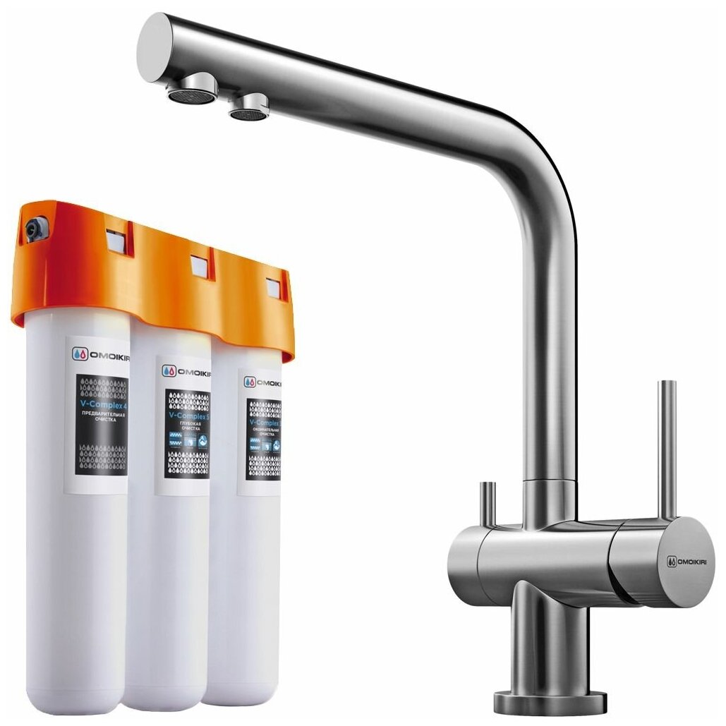 Комплект Omoikiri смеситель Nagano-BN + водоочиститель PURE DROP LITE